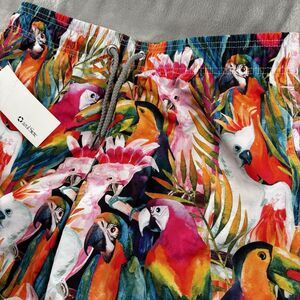 NWT  Azul Siete Men’s  X Large  Lined  Swim Trunks  Parrots  AOP  Coastal Resort